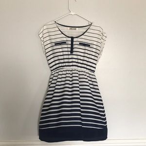 Navy and white striped dress